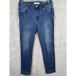 Stitches & Rivets Men Blue Denim Jeans Size 34x32 Slim Straight Stretch